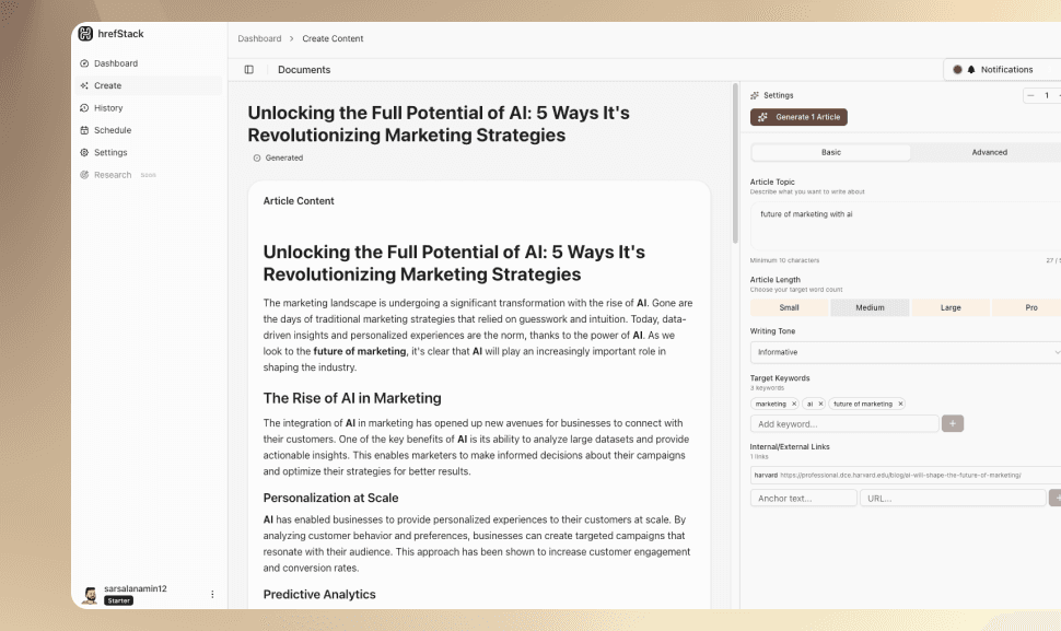 hrefStack Create Content Page