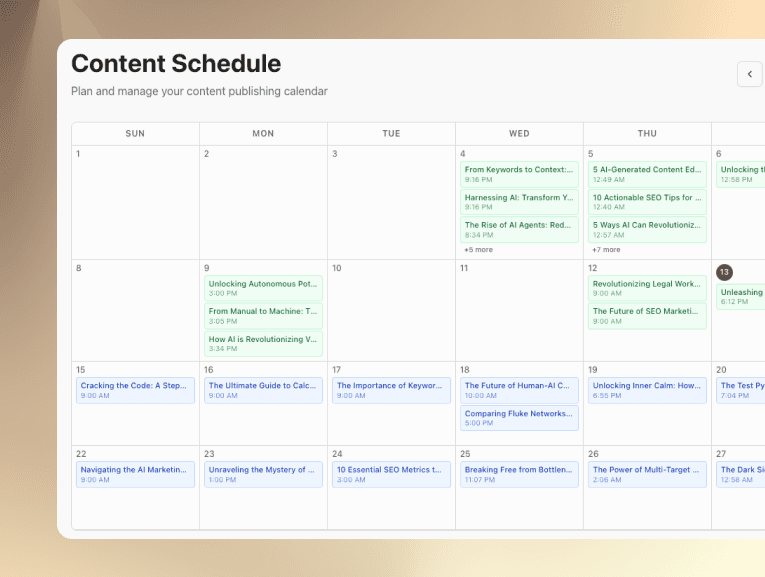 Content Schedule Calendar